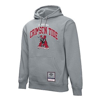 Men's Mitchell & Ness Heather Gray Alabama Crimson Tide Classic Arch Pullover Hoodie