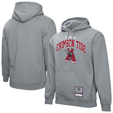Men's Mitchell & Ness Heather Gray Alabama Crimson Tide Classic Arch Pullover Hoodie