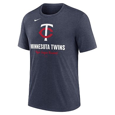 Men's Nike Heather Navy Minnesota Twins Logo Tri-Blend T-Shirt