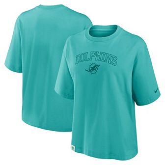 Women's Nike Aqua Miami Dolphins Arch Boxy T-Shirt