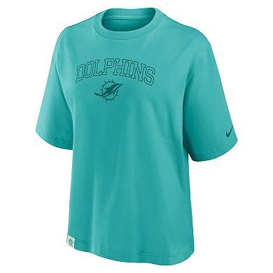 Women's Nike Aqua Miami Dolphins Arch Boxy T-Shirt
