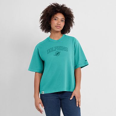Women's Nike Aqua Miami Dolphins Arch Boxy T-Shirt
