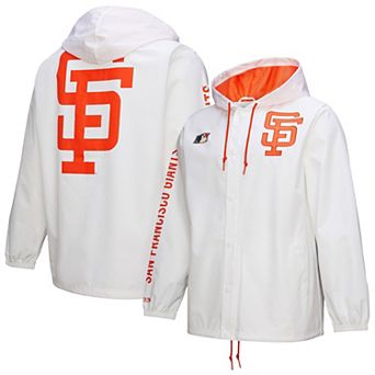 Men's Mitchell & Ness White San Francisco Giants Vintage Full-Snap Hooded Coaches Jacket