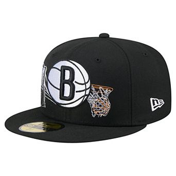 Men's New Era Black Brooklyn Nets State Stitch 59FIFTY Fitted Hat