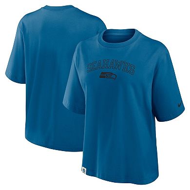 Women's Nike Blue Seattle Seahawks Arch Boxy T-Shirt