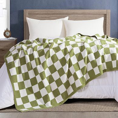 Elegant Comfort 50" x 70" Ultra Soft Checkered Knitted Throw Blanket