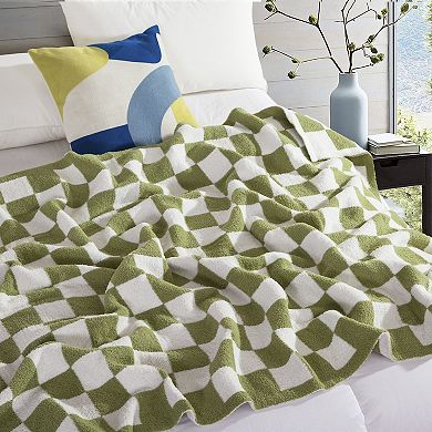 Elegant Comfort 50" x 70" Ultra Soft Checkered Knitted Throw Blanket
