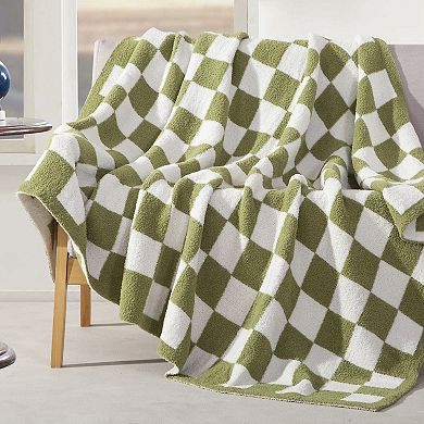 Elegant Comfort 50" x 70" Ultra Soft Checkered Knitted Throw Blanket