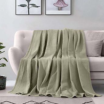 Elegant Comfort Cotton Waffle Blanket