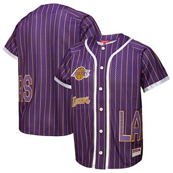 Women's Mitchell & Ness x DANNIJO Purple Los Angeles Lakers Fashion Baseball Jersey
