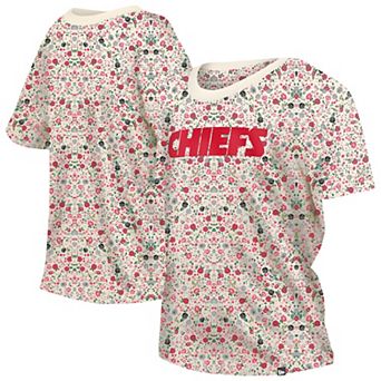 Women's New Era Cream Kansas City Chiefs Glam Game Floral T-Shirt