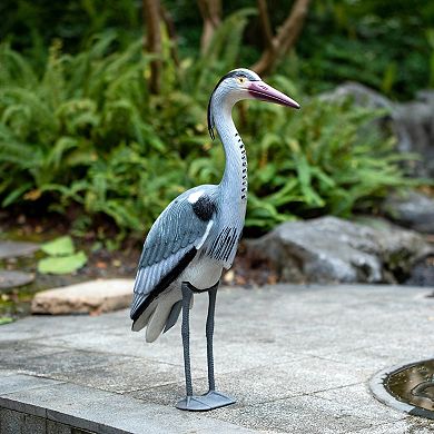 30 Inch Heron Decoy Standing Crane Sculpture for Yard Patio Pond Garden and Landscaping Decor
