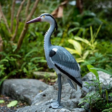 30 Inch Heron Decoy Standing Crane Sculpture for Yard Patio Pond Garden and Landscaping Decor