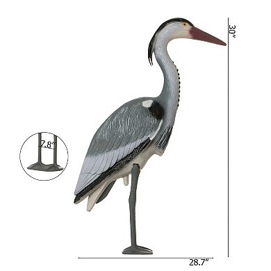 30 Inch Heron Decoy Standing Crane Sculpture for Yard Patio Pond Garden and Landscaping Decor