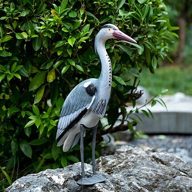 30 Inch Heron Decoy Standing Crane Sculpture for Yard Patio Pond Garden and Landscaping Decor