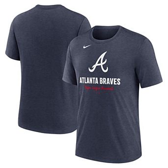 Men's Nike Heather Navy Atlanta Braves Logo Tri-Blend T-Shirt