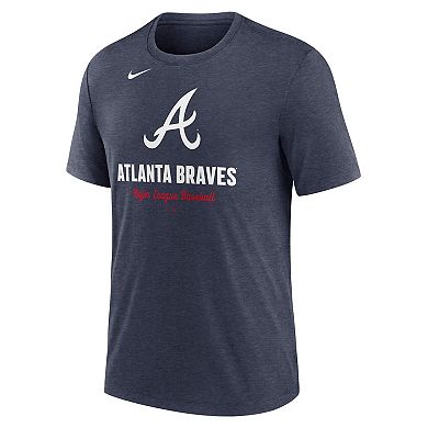 Men's Nike Heather Navy Atlanta Braves Logo Tri-Blend T-Shirt