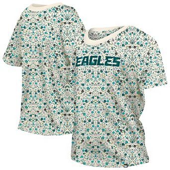 Women's New Era Cream Philadelphia Eagles Glam Game Floral T-Shirt