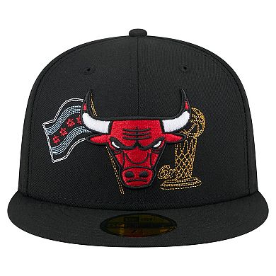 Men's New Era Black Chicago Bulls State Stitch 59FIFTY Fitted Hat