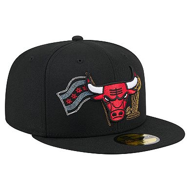 Men's New Era Black Chicago Bulls State Stitch 59FIFTY Fitted Hat