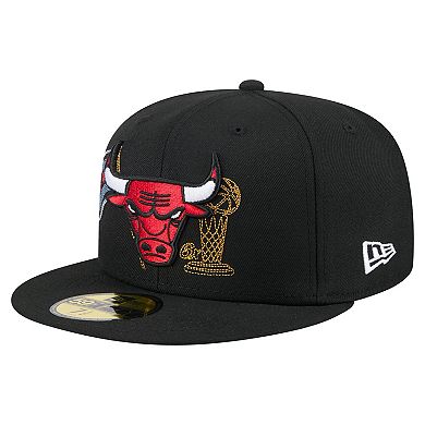 Men's New Era Black Chicago Bulls State Stitch 59FIFTY Fitted Hat