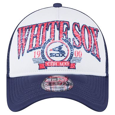 Men's New Era Navy Chicago White Sox Distressed 9FORTY A-Frame Adjustable Trucker Hat