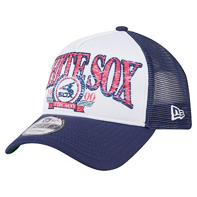 Men's New Era Navy Chicago White Sox Distressed 9FORTY A-Frame Adjustable Trucker Hat