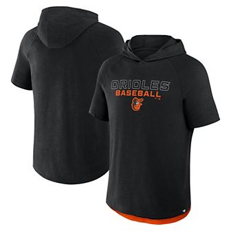 Men's Fanatics Black Baltimore Orioles Clubhouse Optimal Play Raglan Short Sleeve Pullover Hoodie