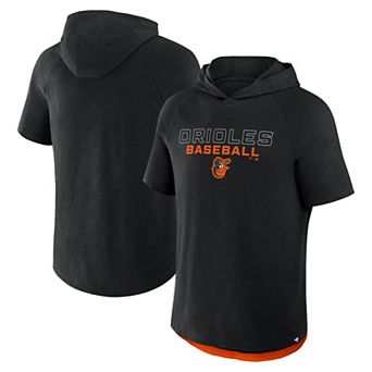 Men's Fanatics Black Baltimore Orioles Clubhouse Optimal Play Raglan Short Sleeve Pullover Hoodie