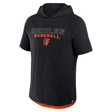 Men's Fanatics Black Baltimore Orioles Clubhouse Optimal Play Raglan Short Sleeve Pullover Hoodie