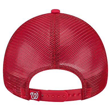 Men's New Era Red Washington Nationals Distressed 9FORTY A-Frame Adjustable Trucker Hat