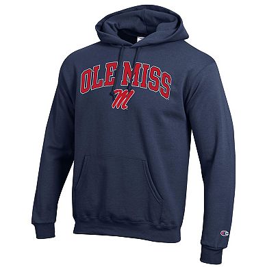 Men's Champion Navy Ole Miss Rebels Arched Logo Fleece Pullover Hoodie