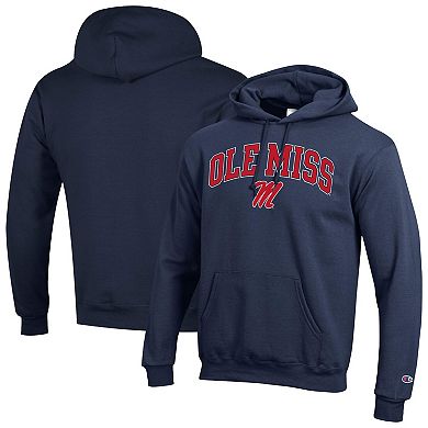 Men's Champion Navy Ole Miss Rebels Arched Logo Fleece Pullover Hoodie