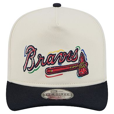 Men's New Era White Atlanta Braves Team Scribble Golfer Adjustable Hat