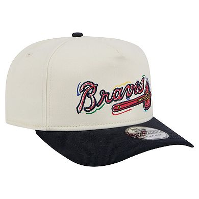 Men's New Era White Atlanta Braves Team Scribble Golfer Adjustable Hat
