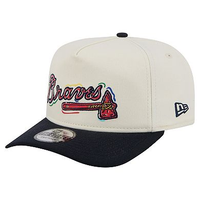 Men's New Era White Atlanta Braves Team Scribble Golfer Adjustable Hat