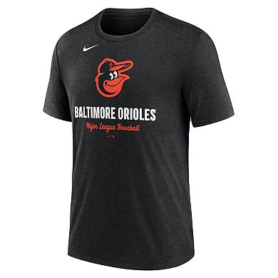 Men's Nike Heather Black Baltimore Orioles Logo Tri-Blend T-Shirt