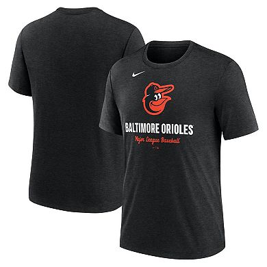 Men's Nike Heather Black Baltimore Orioles Logo Tri-Blend T-Shirt