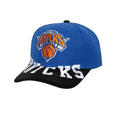 Men's Mitchell & Ness Blue/Black New York Knicks Underarch Two-Tone Pro Crown Snapback Hat