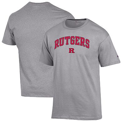Men's Champion Heather Gray Rutgers Scarlet Knights Arch Over Logo T-Shirt