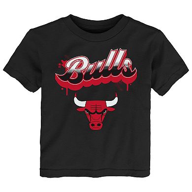 Youth Black Chicago Bulls Bubbly Script T-Shirt