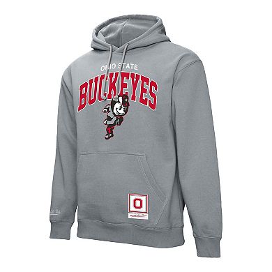 Men's Mitchell & Ness Heather Gray Ohio State Buckeyes Classic Arch Pullover Hoodie