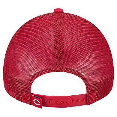 Men's New Era Red Cincinnati Reds Distressed 9FORTY A-Frame Adjustable Trucker Hat