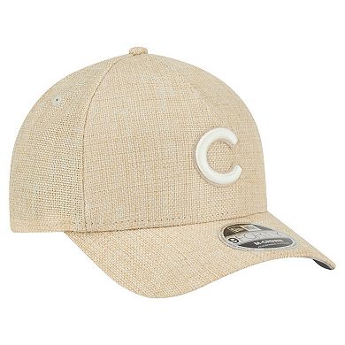 Men's New Era Beige Chicago Cubs Cotton Weave M-Crown A-Frame 9FORTY Adjustable Hat