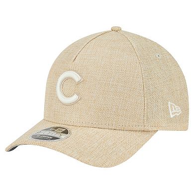 Men's New Era Beige Chicago Cubs Cotton Weave M-Crown A-Frame 9FORTY Adjustable Hat
