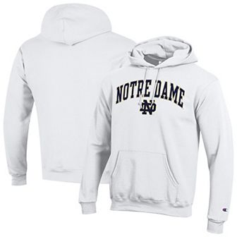Men's Champion White Notre Dame Fighting Irish Arch Over Logo Pullover Hoodie