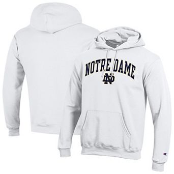 Men's Champion White Notre Dame Fighting Irish Arch Over Logo Pullover Hoodie