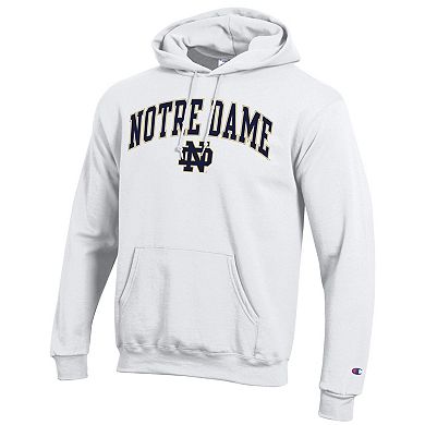 Men's Champion White Notre Dame Fighting Irish Arch Over Logo Pullover Hoodie