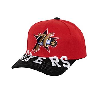 Men's Mitchell & Ness Red/Black Philadelphia 76ers Underarch Two-Tone Pro Crown Snapback Hat