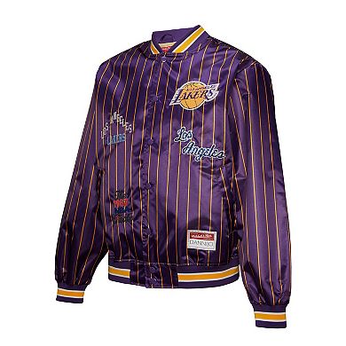 Women's Mitchell & Ness x DANNIJO Purple Los Angeles Lakers Satin Full-Snap Jacket